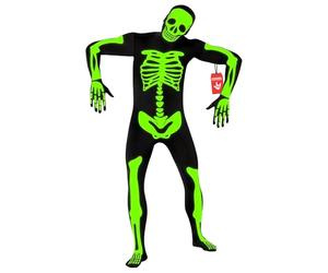 Morphsuits Men's Skeleton Costume Luminous Halloween Costume Men's Skeleton for Theme Parties Carnival and Fancy Dress XXL