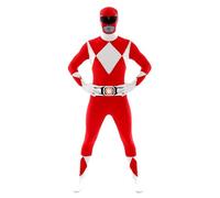 Morphsuits Red Power Ranger Costume, Halloween Costumes Men | Full-Body Spandex Morphsuit Costume, Stretchy Comfortable Fit, Ideal for Parties & Cosplay, Perfect for Halloween