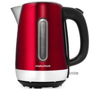 Morphy Richards Equip Jug Kettle, 1.7L, 3Kw Rapid boil, Removeable Limescale Filter, Easy View Water Gauge, Stainless Steel Case, Red, 102785