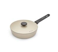 Morphy Richards Saute Pan, Forged Aluminium, 24cm, Non Stick Ceramic Coating, Soft Touch Handles, Oven Safe Up to 180c, Suitable for All Hobs, Cream, 852254