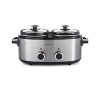 Morphy Richards 3.8L DuoServe Double Pot Slow Cooker, Ceramic Pots, 4 Preset Functions, Independent Temperature Controls, Tempered Glass Lid, Easy Clean, Brushed Stainless Steel, 462000