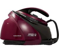 Morphy Richards SpeedSteam Pro Steam Generator Iron, Ceramic Soleplate, Autoclean, 70g to 120g Rates, 590g Boost, 7 Bar Pressure, 1.6L Water Tank, 1.8m Cord, 3000W, Black and Mulberry, 332102