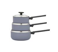 Morphy Richards 3pc Saucepan Set, Recycled Aluminium, 16cm, 18cm & 20cm Saucepans, Non Stick Coating, Soft Touch Handles, Suitable for All Hobs, Grey, 859002