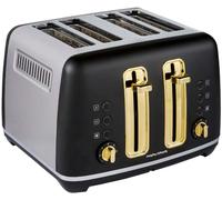 Morphy Richards 4 Slice Toaster Black Gold Accents Hi-Lift Removable Crumb Tray