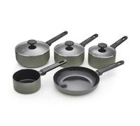 Morphy Richards 5pc Recycled Aluminium Saucepan Set Green, Green