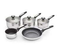 Morphy Richards 5 Piece Pouring Spout Stainless Steel Pan Set in Silver | Size: Large Morphy Richards Silver Large