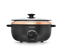 Morphy Richards 6.5L Sear and Stew Slow Cooker, Dishwasher Proof Non Stick Aluminum Pot, Cool Touch Handles, Matte Black and Rose Gold, 461016