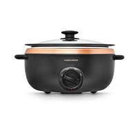 Morphy Richards 6.5L Sear and Stew Slow Cooker, Dishwasher Proof Non Stick Aluminum Pot, Cool Touch Handles, Matte Black and Rose Gold, 461016