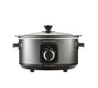 Morphy Richards 6.5L Sear and Stew Slow Cooker with Detachable Hinged lid, Shatter Resistant Aluminium Pot, 3 Heat Settings, Hob Proof, Easy Clean, 163W, Black, 461020