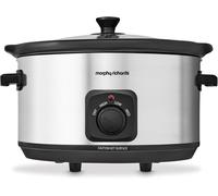Morphy Richards 6.5L Slow Cooker, Ceramic Pot, 3 6.5 Litres, Brushed Steel