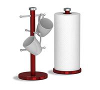Morphy Richards 974029 Accents Kitchen Roll Holder and Mug Tree Set, Stainless Steel, Red, Standard