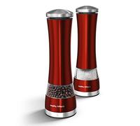 Morphy Richards 974221 Accents Electronic Salt and Pepper Mill Set, Stainless Steel, Red
