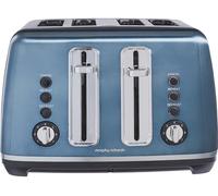 Morphy Richards Accents Toaster 4 Slice Toaster, Variable Browning, Wide Slots, High Lift, Illuminated Buttons, Removable Crumb Tray, Cancel, Reheat, Defrost, Integrated Cord Storage, Blue, 242049