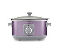Morphy Richards Accents 3.5L Sear & Stew Slow Cooker, Shatter Resistant Non Stick Aluminium Pot, Single Pot Cooking, Compact, 3 Heat Settings, Hob Proof, Glass Lid, Easy Clean, 163W, Purple, 460024