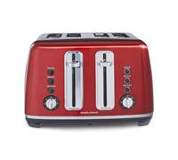 Morphy Richards Accents Toaster 4 Slice Toaster, Variable Browning, Wide Slots, High Lift, Illuminated Buttons, Removable Crumb Tray, Cancel, Reheat, Defrost, Integrated Cord Storage, Red, 242048