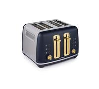 Morphy Richards Accents 4 Slice Toaster, Soft Gold Collection, Variable Browning, Removable Crumb Tray, Cord Storage, Non-slip, 2200W, Navy, 242045