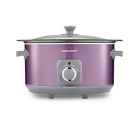 Morphy Richards Accents 6.5L Sear & Stew Slow Cooker, Shatter Resistant Non Stick Aluminium Pot, Single Pot Cooking, 3 Heat Settings, Hob Proof, Glass Lid, Easy Clean & View, Purple, 461024