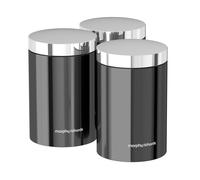 Morphy Richards Accents 974065 Set of 3 Stainless Steel Canisters with Translucent Black Bodies and Mirror-Polished Lids