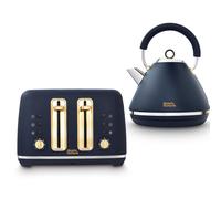 Morphy Richards Accents Navy & Gold Pyramid Kettle & 4 Slice Toaster