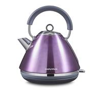 Morphy Richards Accents Pyramid Kettle, 1.5L, 3KW Rapid Boil, 360 Base, Removable Limescale Filter, Easy View Window, Ring Pull, Purple, 102050