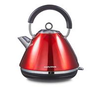 Morphy Richards Accents Pyramid Kettle, 1.5L, 3KW Rapid Boil, 360 Base, Removable Limescale Filter, Easy View Window, Ring Pull, Red, 102048