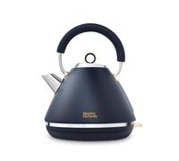 Morphy Richards Accents Pyramid Kettle, 1.5L, Cordless Base, Concealed Element, Water Window, Lid with Ring Pull, 3KW, Navy/Gold, 102045