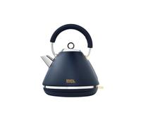 Morphy Richards Accents Pyramid Kettle, 1.5L, Cordless Base, Concealed Element, Water Window, Lid with Ring Pull, 3KW, Navy/Gold, 102045