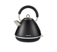 Morphy Richards Accents Gold Pyramid Traditional Kettle, Rapid Boil, 1.5L, Black - 102047