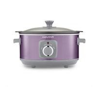 Morphy Richards Accents 3.5L Sear & Stew Slow Cooker, Shatter Resistant Non Stick Aluminium Pot, Single Pot Cooking, Compact, 3 Heat Settings, Hob Proof, Glass Lid, Easy Clean, 163W, Purple, 460024