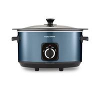 Morphy Richards Accents 6.5L Sear & Stew Slow Cooker, Shatter Resistant Non Stick Aluminium Pot, Single Pot Cooking, 3 Heat Settings, Hob Proof, Glass Lid, Easy Clean & View, Blue, 461023