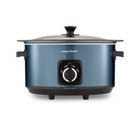 Morphy Richards Accents 6.5L Sear & Stew Slow Cooker, Shatter Resistant Non Stick Aluminium Pot, Single Pot Cooking, 3 Heat Settings, Hob Proof, Glass Lid, Easy Clean & View, Blue, 461023