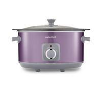 Morphy Richards Accents 6.5L Sear & Stew Slow Cooker, Shatter Resistant Non Stick Aluminium Pot, Single Pot Cooking, 3 Heat Settings, Hob Proof, Glass Lid, Easy Clean & View, Purple, 461024