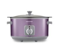 Morphy Richards Accents 6.5L Sear & Stew Slow Cooker, Shatter Resistant Non Stick Aluminium Pot, Single Pot Cooking, 3 Heat Settings, Hob Proof, Glass Lid, Easy Clean & View, Purple, 461024