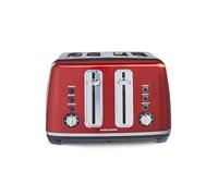 Morphy Richards Accents Toaster 4 Slice Toaster, Variable Browning, Wide Slots, High Lift, Illuminated Buttons, Removable Crumb Tray, Cancel, Reheat, Defrost, Integrated Cord Storage, Red, 242048