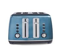 Morphy Richards Accents Toaster 4 Slice Toaster, Variable Browning, Wide Slots, High Lift, Illuminated Buttons, Removable Crumb Tray, Cancel, Reheat, Defrost, Integrated Cord Storage, Blue, 242049