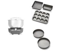 Morphy Richards Baking Bundle,MixStar Compact Stand Mixer, Non-Stick Bakeware Set - Muffin Tin, Square Cake Tin & Loaf Tin & Loose Base Shallow Cake Tin Set, 400520 | 849008 | 849007