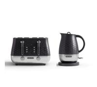 Morphy Richards Cassini Jug Kettle and 4-Slice Toaster Bundle, 1.7L, Moonless Night, Wide Slots, Textured Black - 103020, 243020