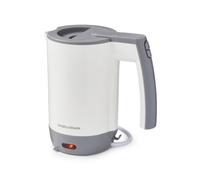 Morphy Richards Compact Travel Jug Kettle, 0.5L, Lightweight, Auto Switch Off, Boil Dry Protection, Hinged Lid, Fits Small Spaces and luggage, includes 2 Cups, White and Grey, 107001