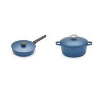 Morphy Richards Cookware Bundle, 24cm Forged Aluminium Saute Pan & 20cm/2.3L Cast Aluminium Casserole, Non-Stick Ceramic Coating, Soft-Touch Handles, Oven-Safe, All-Hob Compatible, Blue
