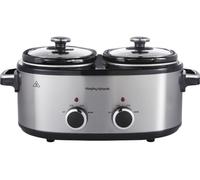Morphy Richards 3.8L DuoServe Double Pot Slow Cooker, Ceramic Pots, 4 Preset Functions, Independent Temperature Controls, Tempered Glass Lid, Easy Clean, Brushed Stainless Steel, 462000