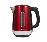 Morphy Richards Equip Jug Kettle, 1.7L, 3Kw Rapid boil, Removeable Limescale Filter, Easy View Water Gauge, Stainless Steel Case, Red, 102785