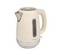 Morphy Richards Equip Kettle, 1.7L, 3Kw Rapid boil, Removeable Limescale Filter, Easy View Water Gauge, Stainless Steel Case, Cream, 102784
