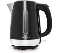 Morphy Richards Equip Jug Kettle, 1.7L, 3Kw Rapid boil, Removeable Limescale Filter, Easy View Water Gauge, Stainless Steel Case, Black, 102783
