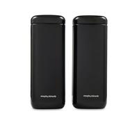 Morphy Richards Equip Large Storage Canister, 2.6L, Tall, 28.5 x 11cm, 2 Pack, Durable Carbon and Stainless Steel Set, Airtight Lid, Suitable Tea, Coffee, Sugar, Pasta, Dry Foods, Black, 830501