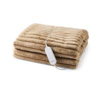 Morphy Richards EverCosy Large Luxury Striped Fleece Electric Heated Throw in Beige | Size: Double
