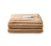 EverCosy Large Luxury Striped Fleece Electric Heated Throw - Mocha