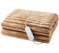Morphy Richards EverCosy Luxury Striped Fleece Electric Heated Throw, 160x130cm, 9 Heat Settings, Detachable, Teddy and Flannel Fleece, Overheat Protection, Auto Shut Off, 610103