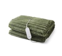 Morphy Richards Evercosy Small Luxury Striped Fleece Electric Heated Throw In Green Green Double