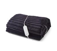 Morphy Richards Evercosy Small Luxury Striped Fleece Electric Heated Throw In Navy Navy Double