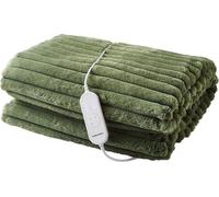 Morphy Richards EverCosy Luxury Striped Fleece Electric Heated Throw, 200x180cm, 9 Heat Settings, Detachable, Teddy and Flannel Fleece, Overheat Protection, Auto Shut Off, Green, 610104